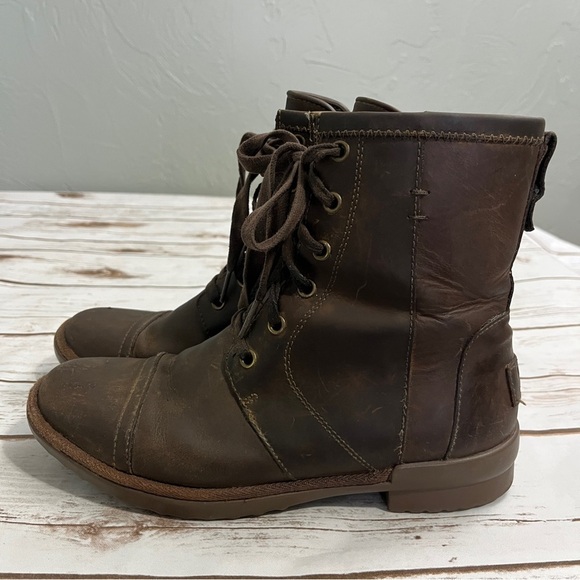 Ugg Brown Shearling-Lined Boots size  booties Ashbury brown leather lace up - Picture 5 of 12